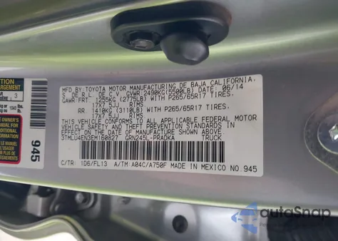 2014 Toyota Tacoma Base V6 from USA, damaged, VIN 3TMLU4EN3EM160827